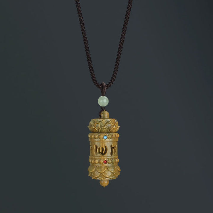 Collier pendentif apaisant positif en Buddha Stones Tibet bois de santal vert bois de rose Om Mani Padme Hum Lotus - Om Mani Padme Hum Bois de santal vert - image 1