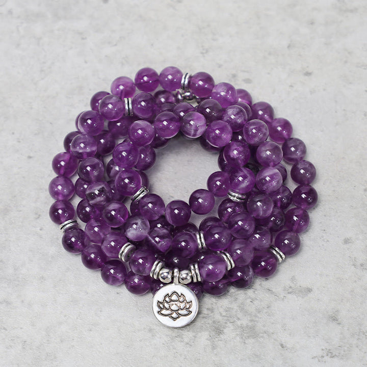 Bracelet Mala Purification Améthyste Naturelle Buddha Stones