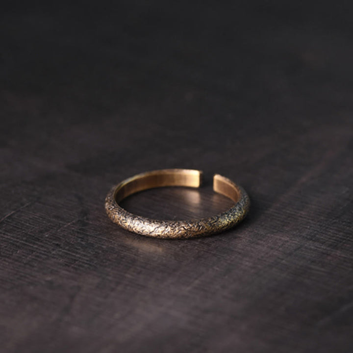 Bague de couple porte-bonheur en cuivre au design texturé vintage tibétain