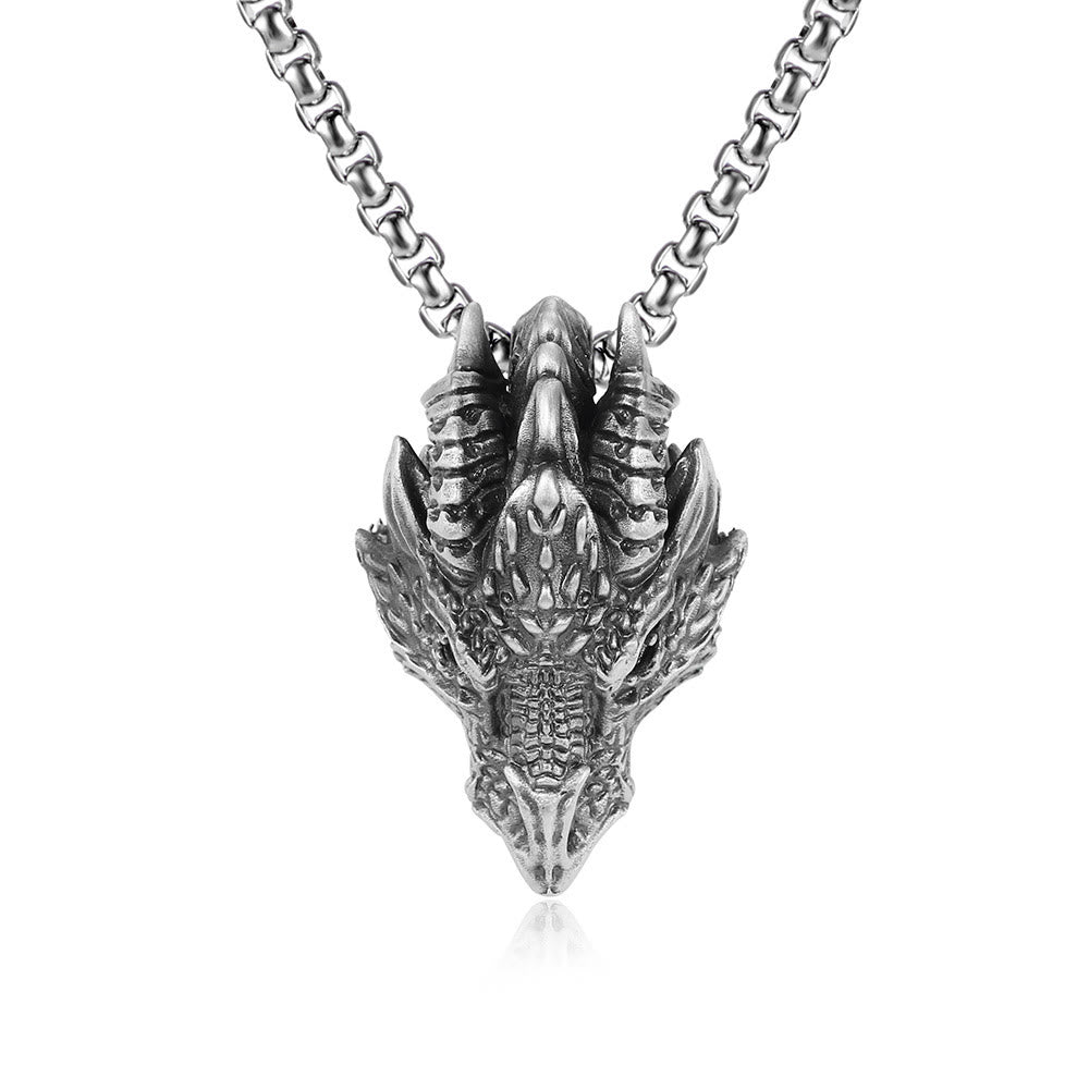 Collier pendentif en métal avec tête de dragon en étain pur et Buddha Stones - image 2