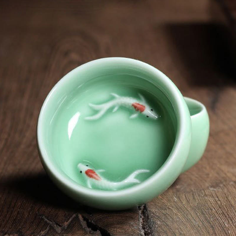 Buddha Stones Poisson Koi Coloré Tasse à Thé en Céramique Tasse à Thé Kung Fu Bol