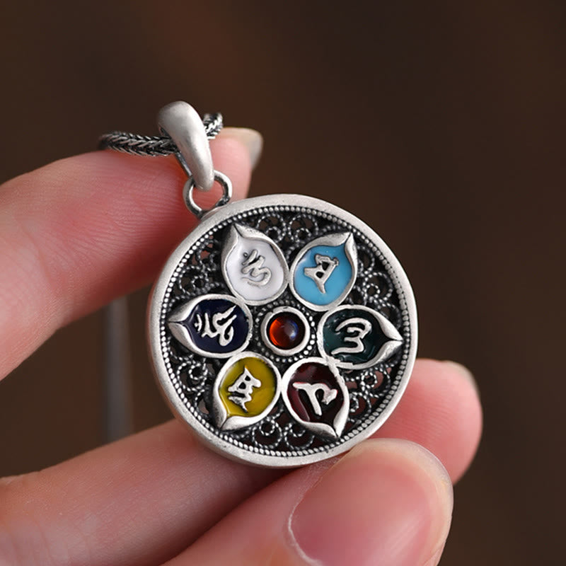 Buddha Stones tibétaines Om Mani Padme Hum pureté collier pendentif - image 3