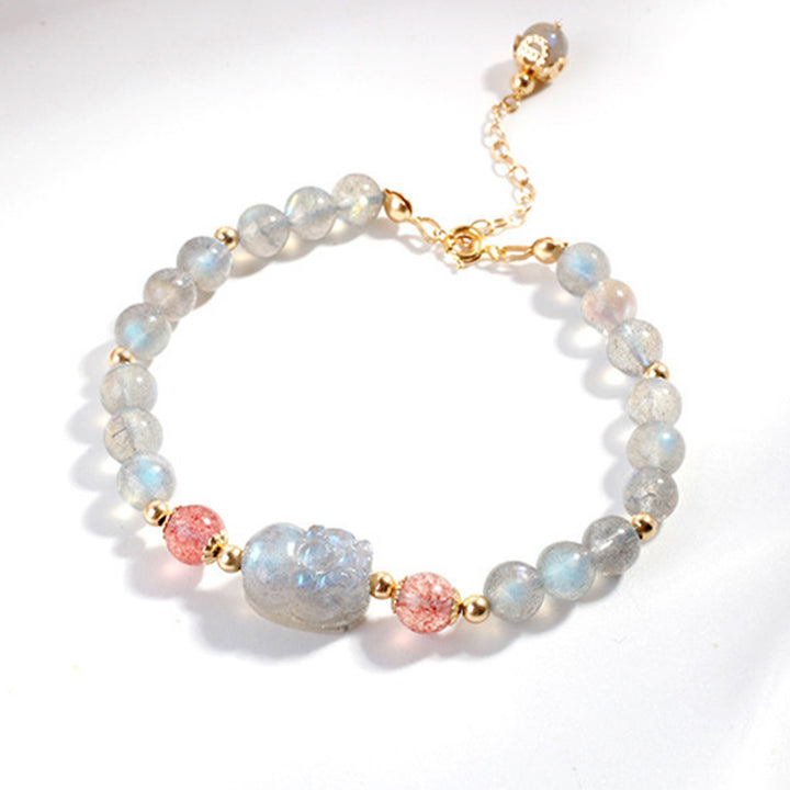 Bracelet de guérison PiXiu en pierre de lune et quartz Buddha Stones