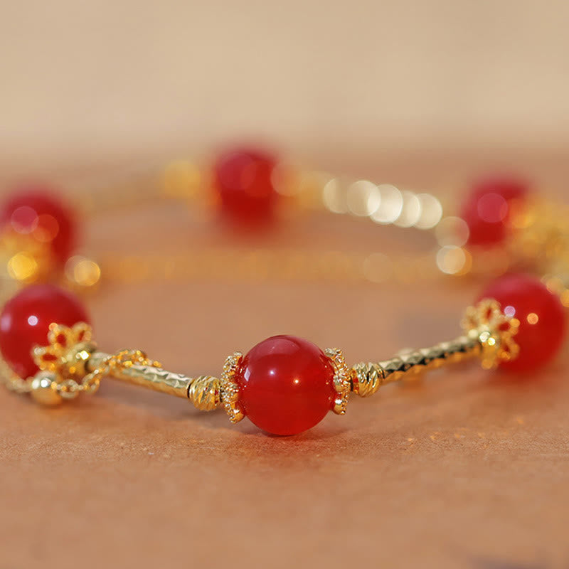 Bracelet d'acceptation de soi avec breloque en agate rouge et Buddha Stones Fu