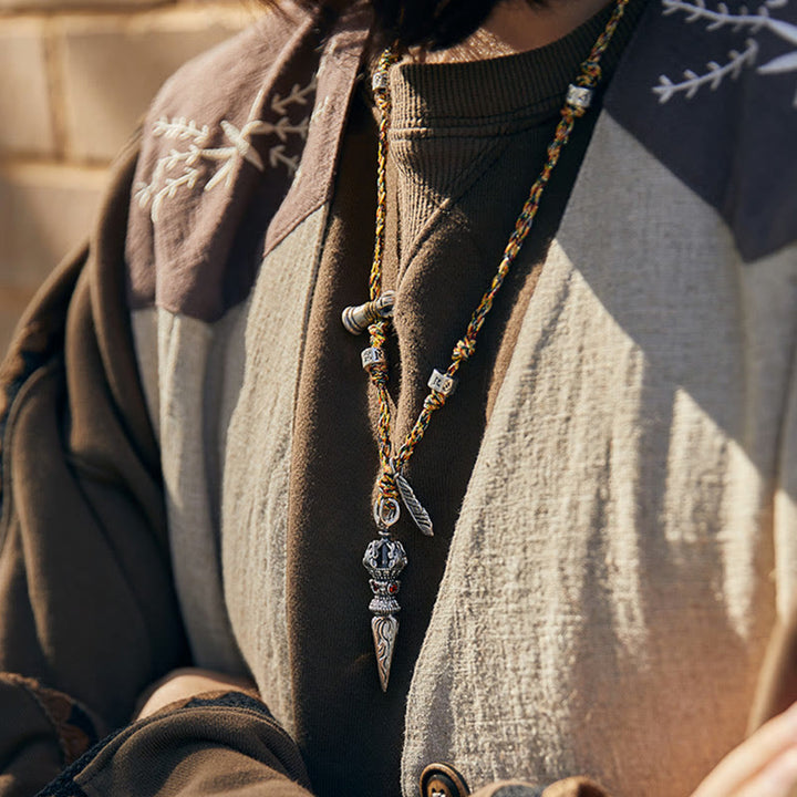 Collier pendentif en argent sterling 925 fait à la main avec Buddha Stones Dorje Vajra Om Mani Padme Hum Feather Strength - image 10