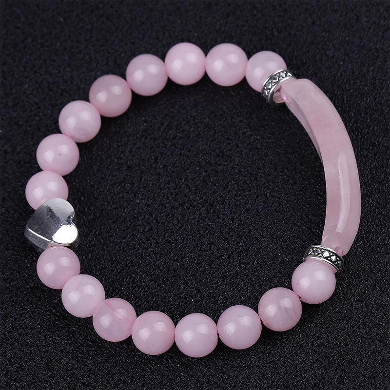 Bracelet unisexe en forme de cœur avec perles en cristal naturel