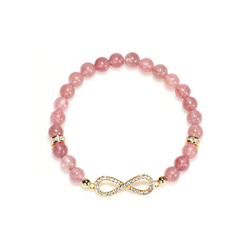 Bracelet de guérison positive en quartz fraise naturel Buddha Stones