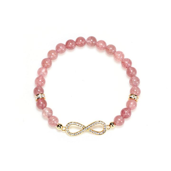 Bracelet de guérison positive en quartz fraise naturel Buddha Stones