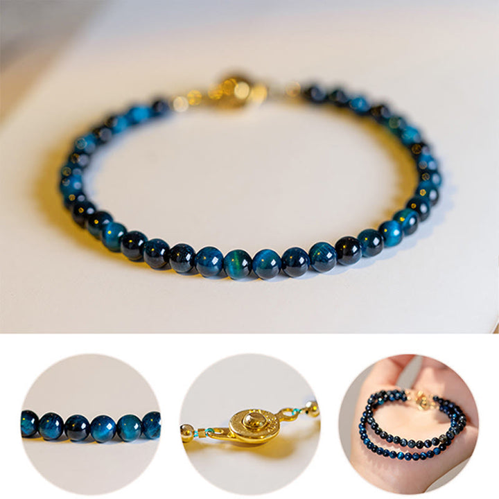 Bracelet de protection en pierre naturelle œil de tigre bleu Buddha Stones