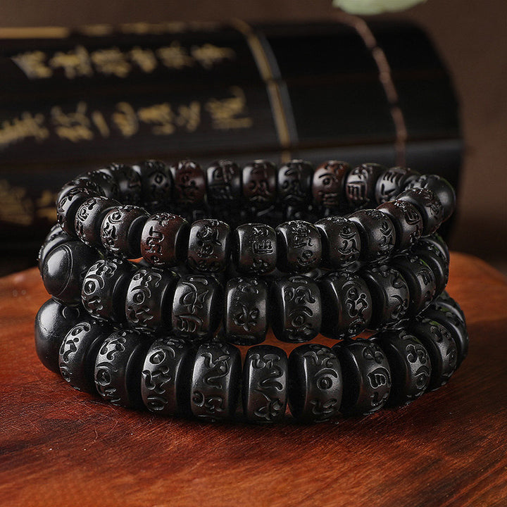 Bracelet tibétain de protection en bois contre la foudre et les Buddha Stones - image 1
