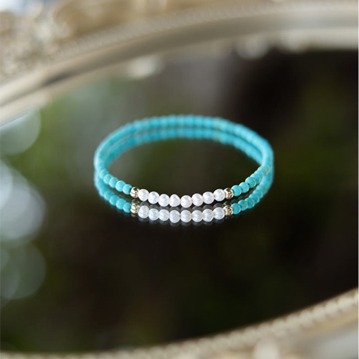 Bracelet en perles de turquoise naturelles en argent sterling 925 de Buddha Stones