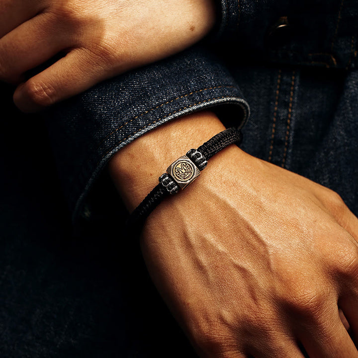 Bracelet en argent sterling 925 Buddha Stones et nœud parfait King Kong