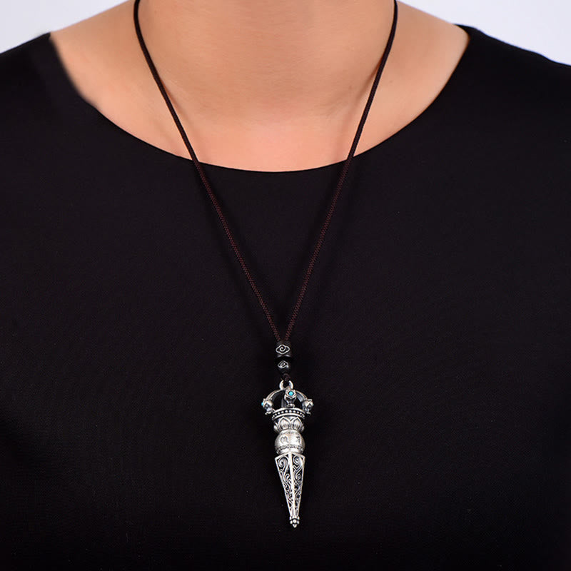 Collier pendentif rotatif en Buddha Stones tibétain Om Mani Padme Hum Dorje Vajra Design Sagesse - image 5