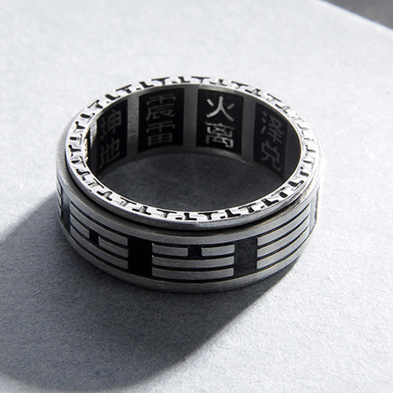 Buddha Stones Bagua Yin Yang titane acier Balance anneau rotatif