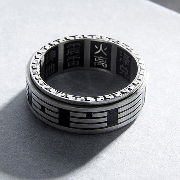 Buddha Stones Bagua Yin Yang titane acier Balance anneau rotatif