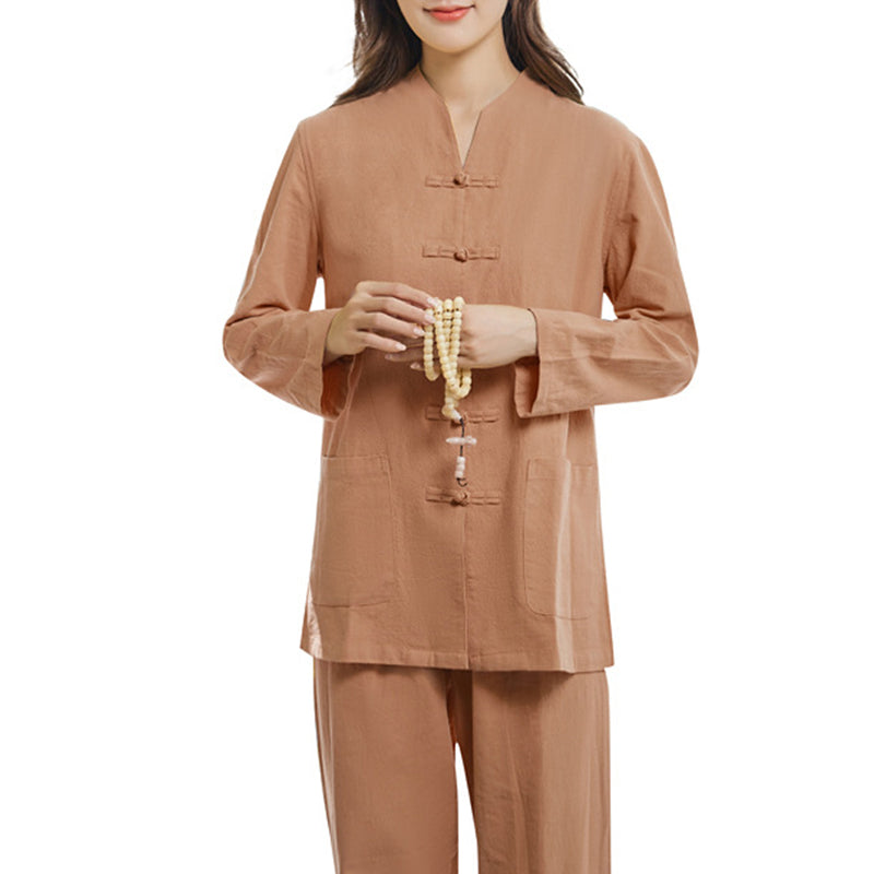 Buddha Stones Spirituelle Zen Pratique Yoga Méditation Prière Uniforme Coton Lin Vêtements Ensemble Femme - image 12