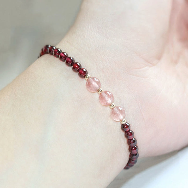 Bracelet calme en quartz fraise et grenat naturel de Buddha Stones - image 15