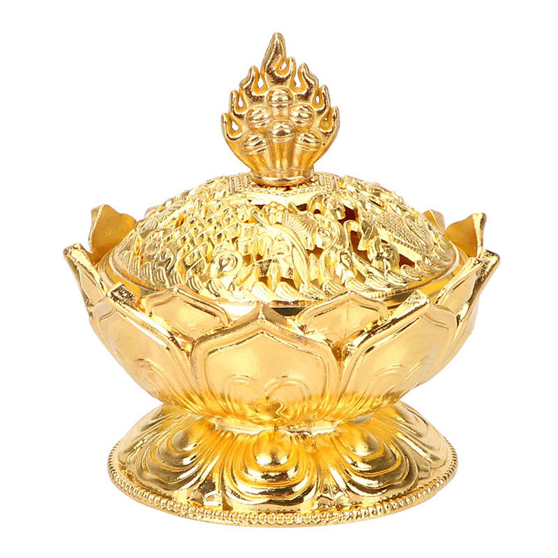Brûleur d'encens purificateur en forme de lotus tibétain en Buddha Stones