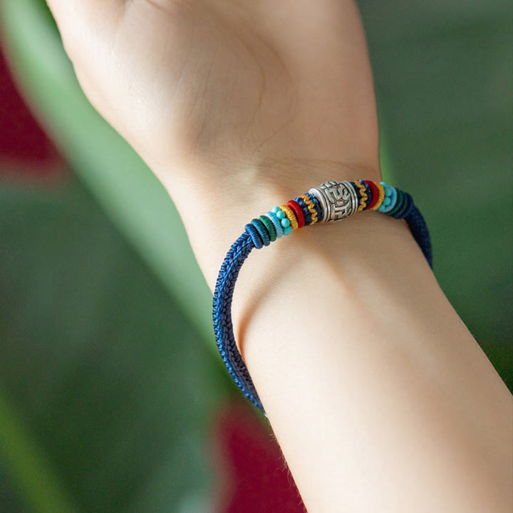 Bracelet tressé tibétain en argent sterling 925 fait main avec Buddha Stones Om Mani Padme Hum Pureté - image 9