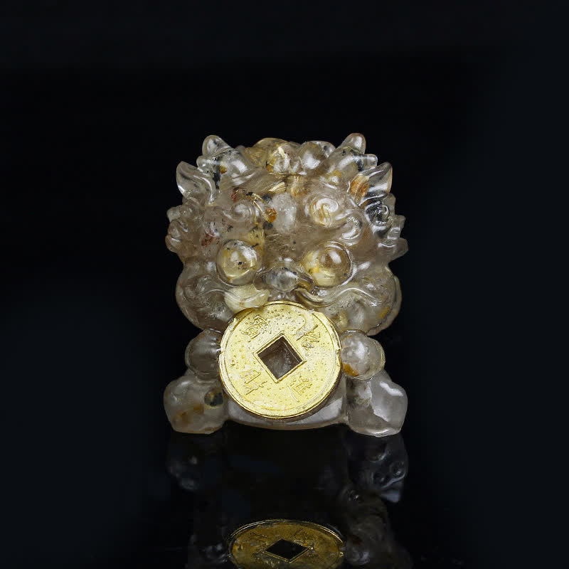 Buddha Stones faites à la main, jolie pièce d'or PiXiu, cristal Fengshui, énergie, richesse, fortune, décoration de la maison