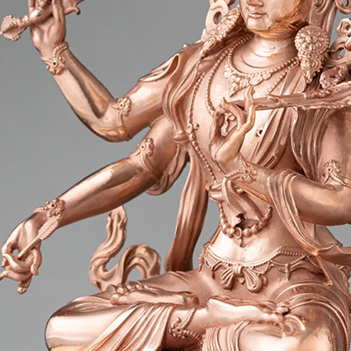 Figurine de Bodhisattva Manjusri à quatre bras Sérénité Statue en cuivre Décoration - image 7