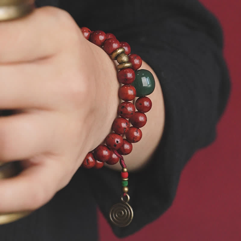 Bracelet porte-bonheur en cuivre et jade cyan Bodhi Seed