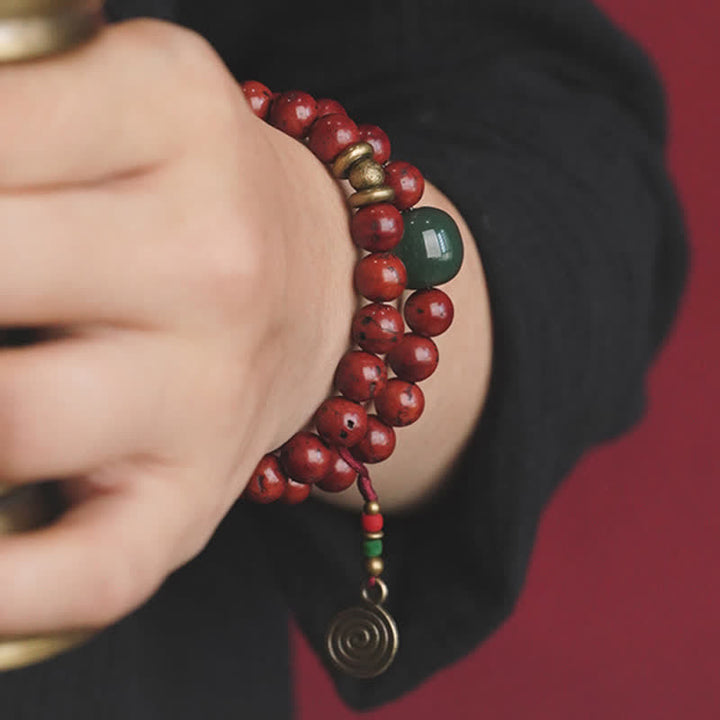 Bracelet porte-bonheur en cuivre et jade cyan Bodhi Seed