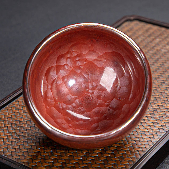 Tasse à thé en céramique faite à la main avec Buddha Stones, motif de lotus chinois Jianzhan, tasse à thé Kung Fu
