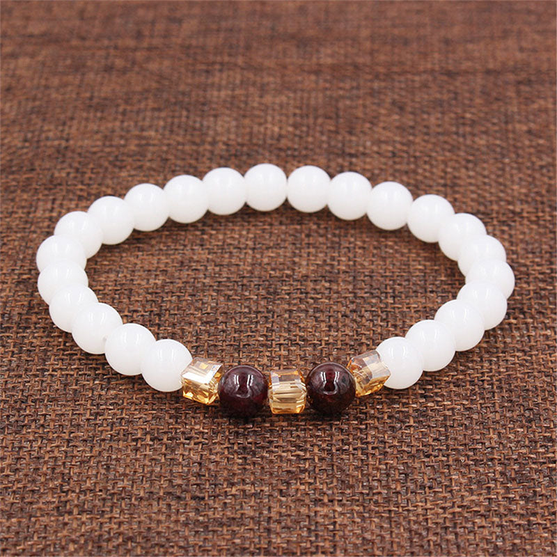 Bracelet de protection en jade blanc naturel Buddha Stones