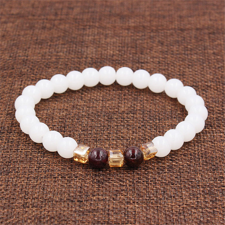 Bracelet de protection en jade blanc naturel Buddha Stones