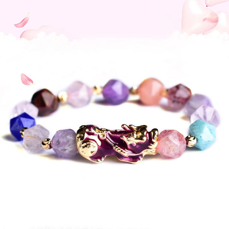 Bracelet porte-bonheur FengShui PiXiu en améthyste