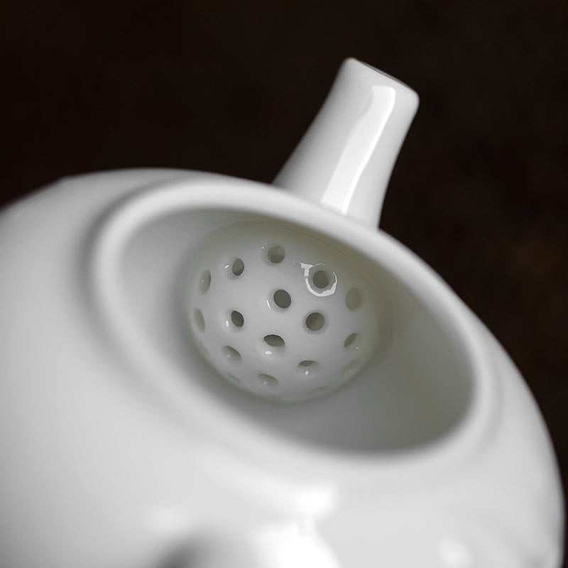 Théière en céramique à motif gravé en bambou et pin blanc