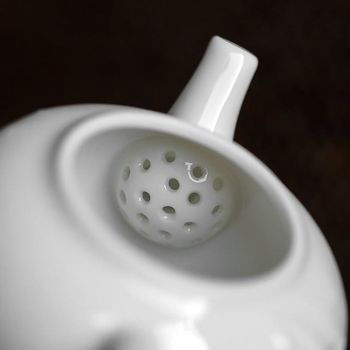 Théière en céramique à motif gravé en bambou et pin blanc