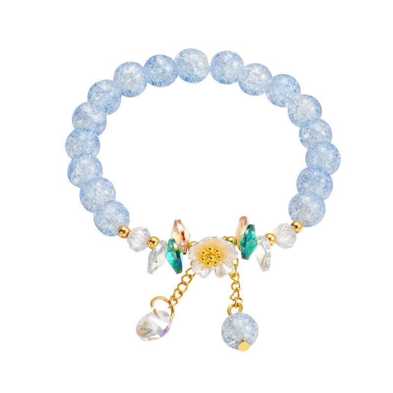 Bracelet en perles de verre à breloques en forme de fleur Buddha Stones au design simple