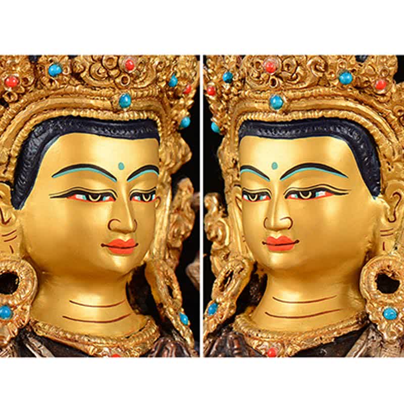 Statue décorative en cuivre de protection à quatre bras du Bodhisattva Chenrezig Avalokitesvara - image 10