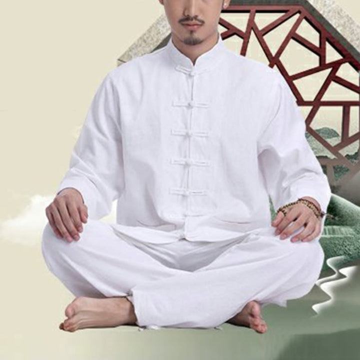 Ensemble pour homme en coton et lin avec boutons en forme de grenouille chinoise et Buddha Stones, méditation, prière, pratique spirituelle zen, yoga - image 11