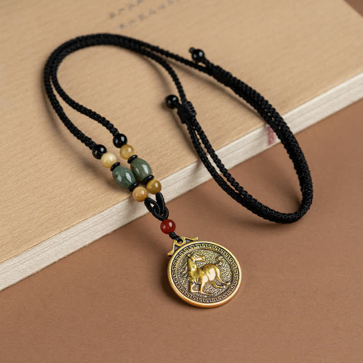 Collier avec pendentif et 12 bénédictions du zodiaque chinois - Cheval - image 19