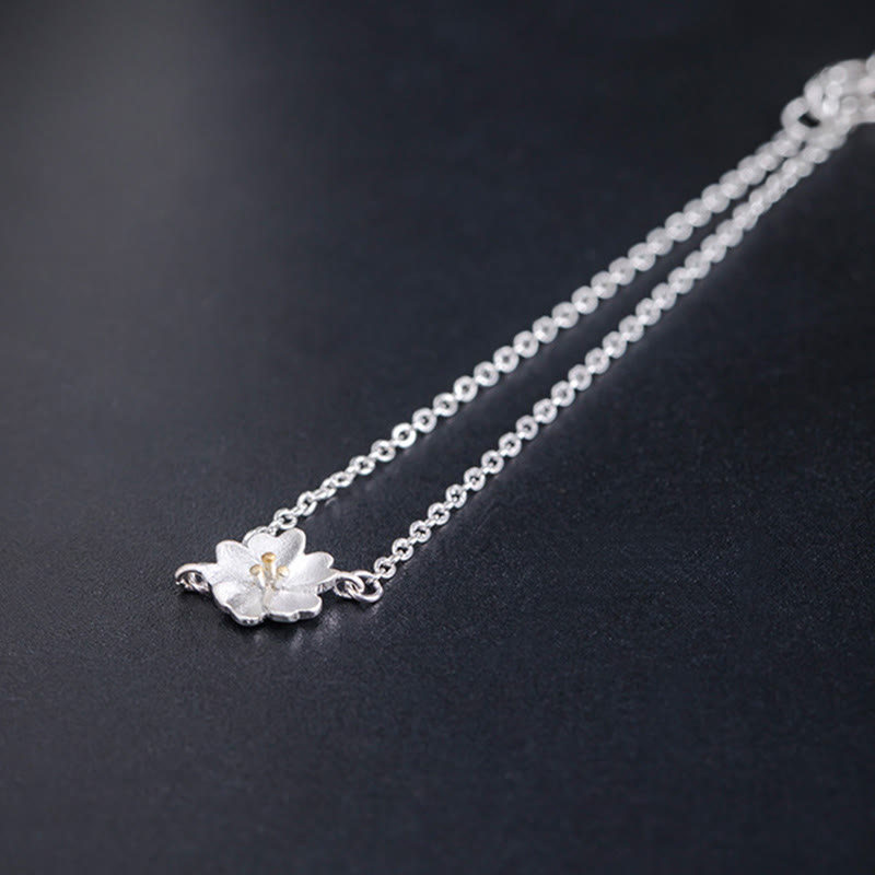 Bracelet chaîne de bénédiction en argent sterling 925 avec Buddha Stones et fleurs de cerisier - image 4