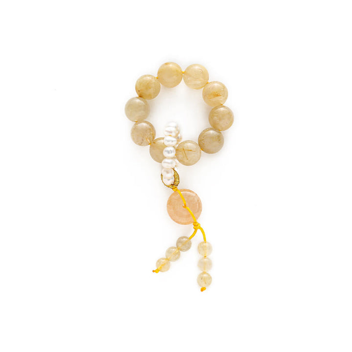 Bracelet Mala en Buddha Stones et citrine avec boucle de paix, prospérité et bonheur