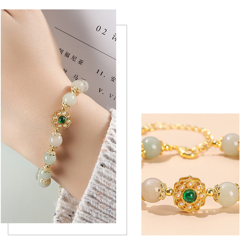 Bracelet chaîne de perles de prospérité en jade naturel Buddha Stones