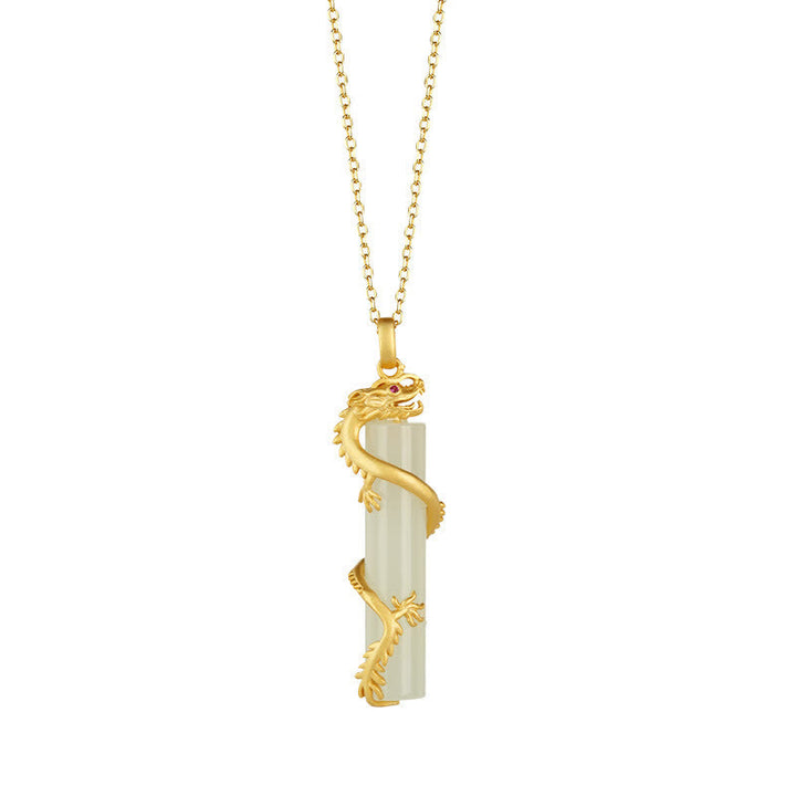 Collier pendentif protection cuivre dragon phénix jade Buddha Stones - Dragon - image 3