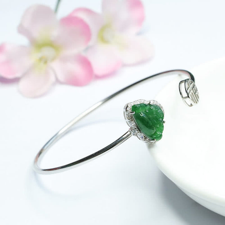 Bracelet porte-bonheur en jade et en argent sterling 925 avec Bouddha Buddha Stones