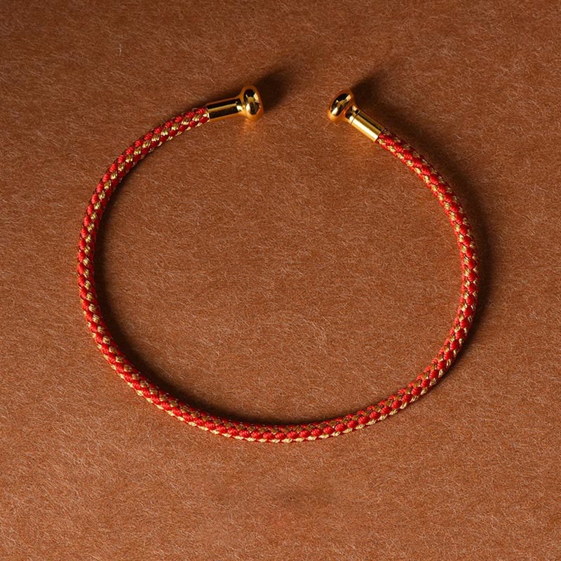 Bracelet manchette tressé fait main avec Buddha Stones au design simple - Rouge Beige - image 29