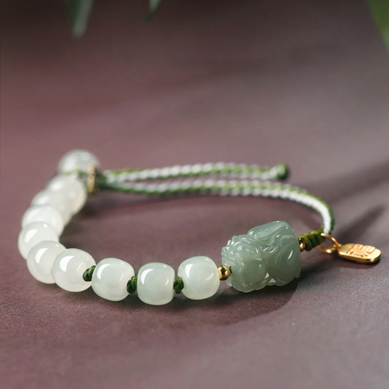 Bracelet en jade naturel Hetian PiXiu Luck Fu