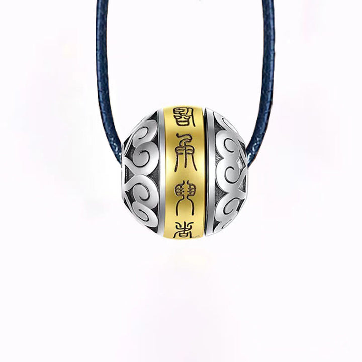Collier pendentif rotatif en amulette gravée avec mantra taoïste à neuf caractères de Buddha Stones