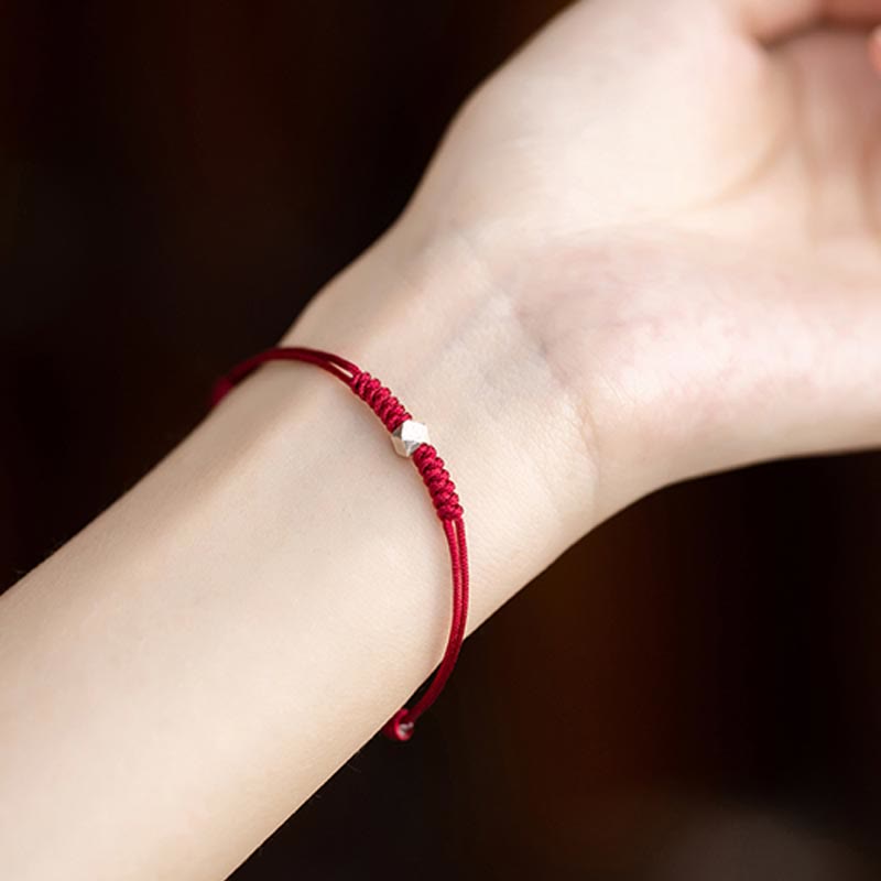 Bracelet en argent sterling 925 avec perle porte-bonheur et cordon fin tressé rouge, orné de Buddha Stones. - image 9