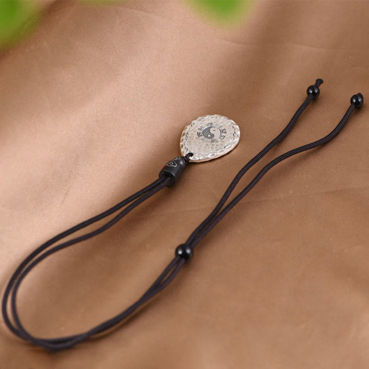 Collier pendentif en argent sterling 999 vintage avec Buddha Stones Yin Yang Bagua en forme de goutte d'eau - image 5