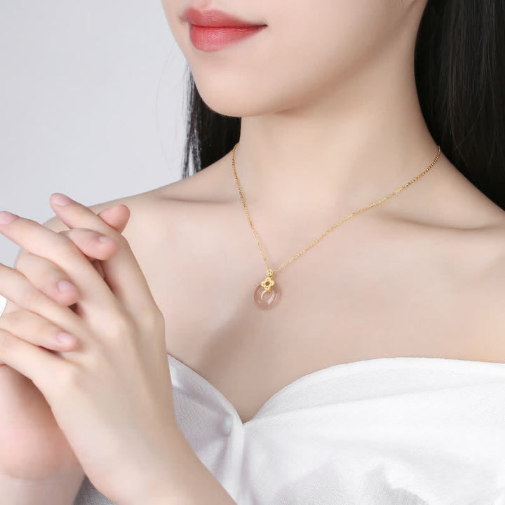Collier pendentif positif en argent sterling 925 avec boucle de paix et pièce de calcédoine et Buddha Stones