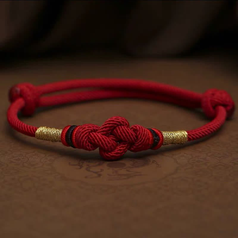 Bracelet tressé pour couple avec cordon rouge en jade et Buddha Stones
