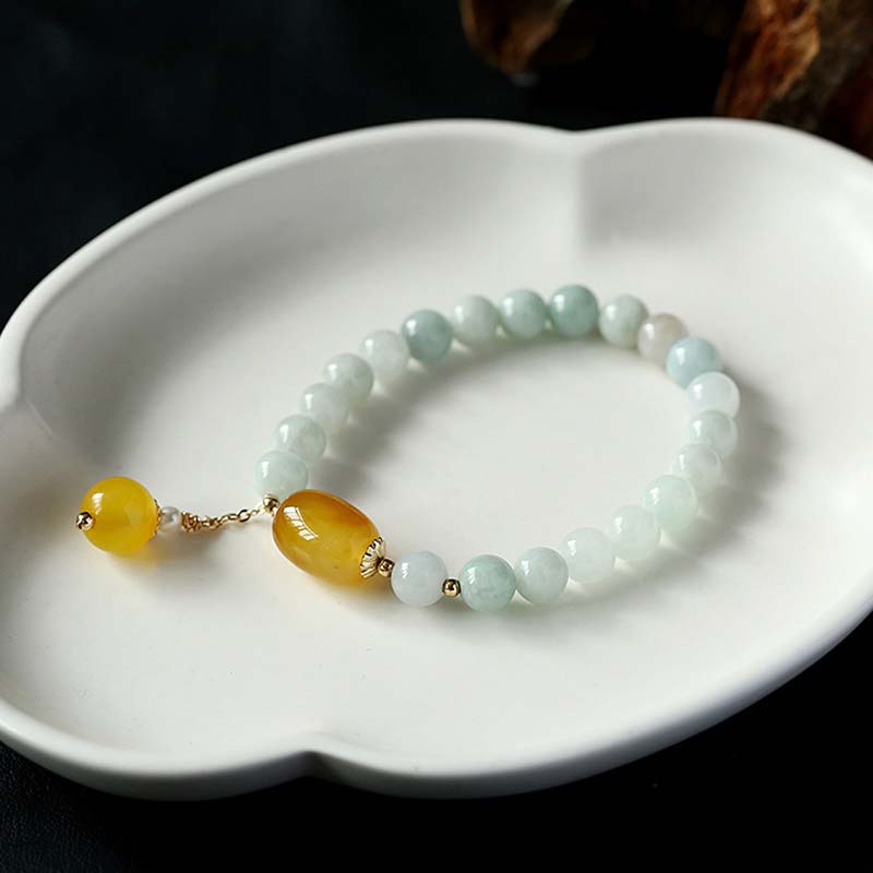 Bracelet de protection en agate de jade blanc naturel Buddha Stones
